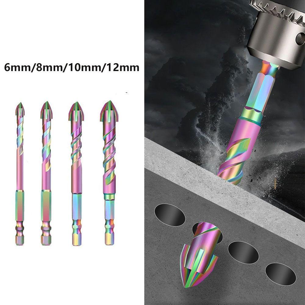 

2PCS High Hardness Concrete Drill Bit Color Titanium Tile Hole Drilling Bit Eccentric Drill Ceramic 6MM