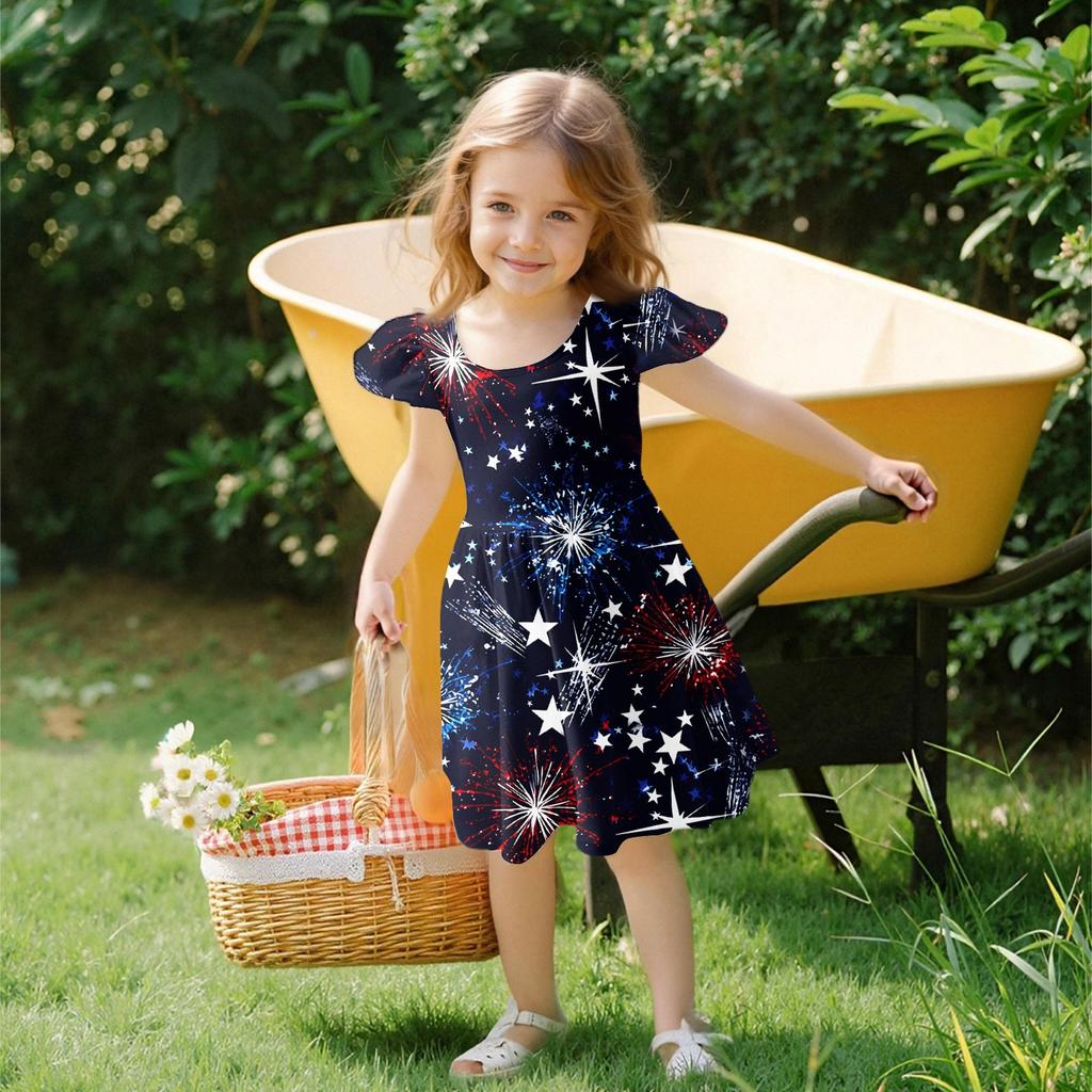 Dívčí šaty s batolecími rukávy, ležérní společenské školní šaty, oblečení pro dívky