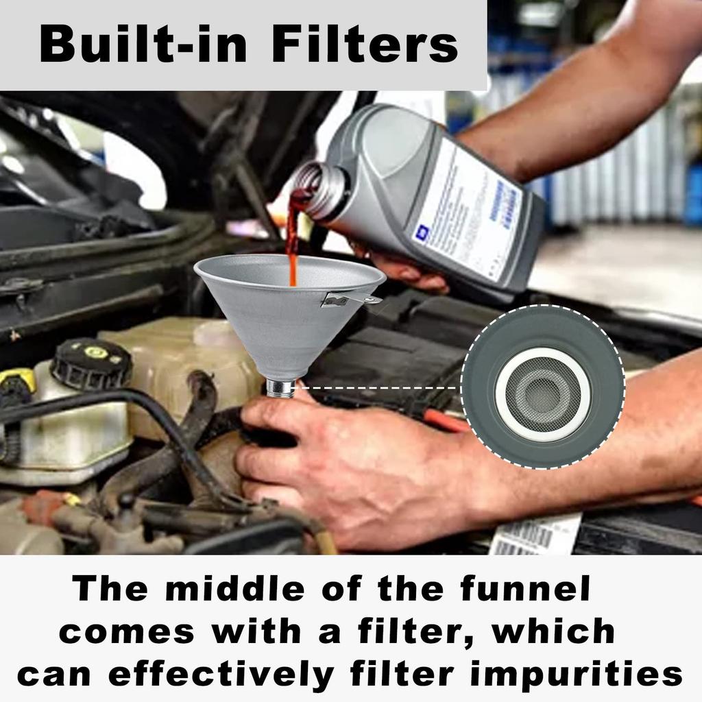 Funnel Automotive Steel Bendable Universal Spout Funnel with Filter and 23.6" Flexible Pipe Long Neck Oil Funnel for All Automotive Oils, Lubricants,