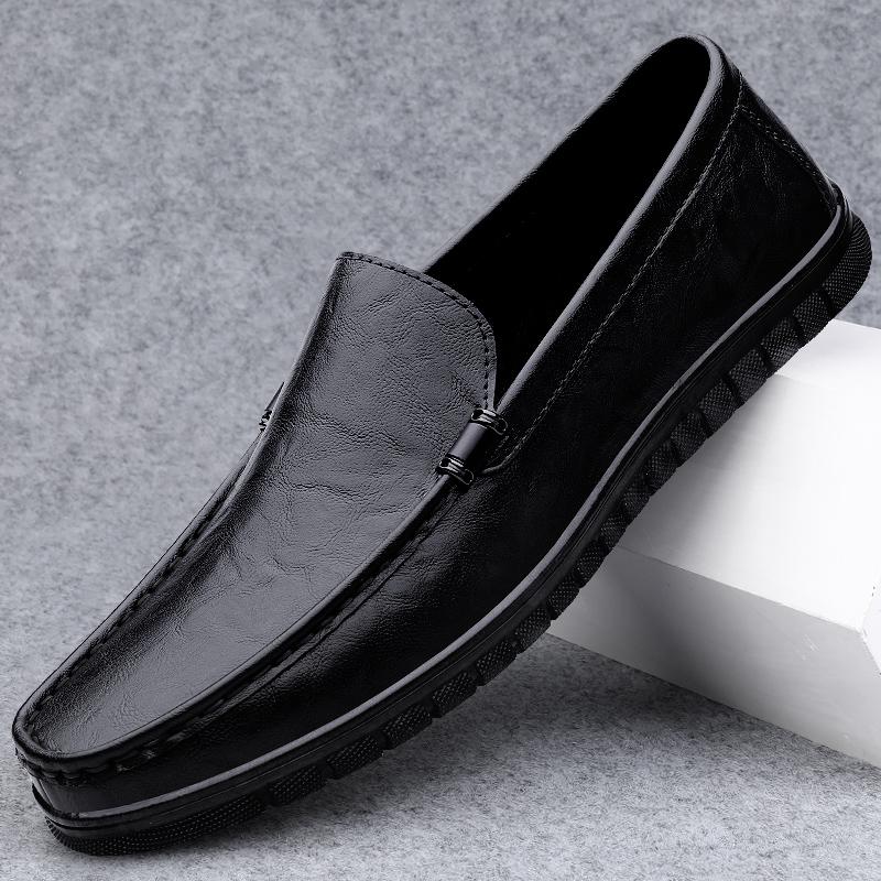 Genuine Leather Mens Formal Loafers Handmade Design Slip-On Flats Business Shoes Comfortable Moccasins Simple Male Driving Shoes