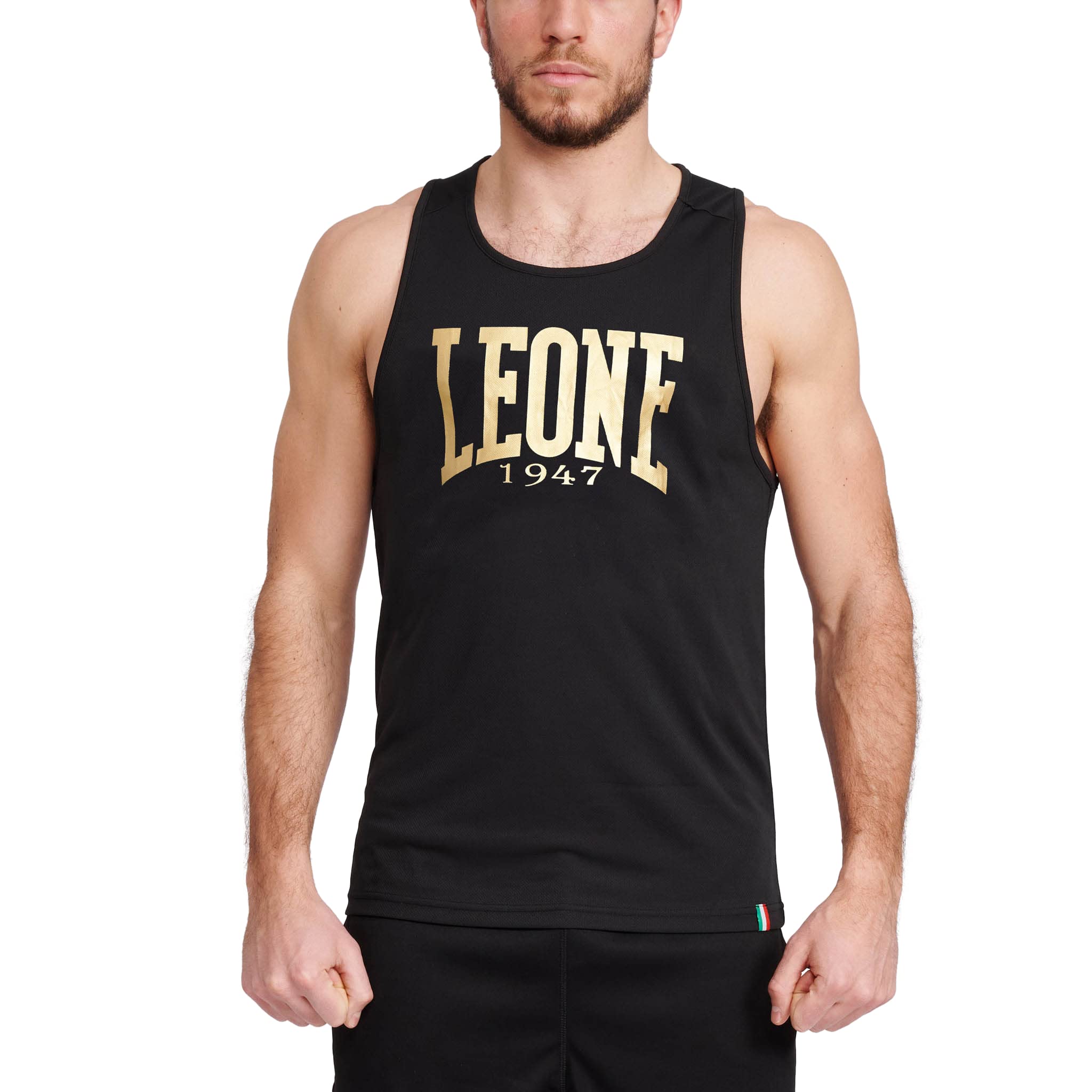 

Leone 1947 DNA TANK Training Fitness Gym Tank Top, Unisex, Lightweight Polyester, Black/Gold, XL, ABX701 [Authentic]