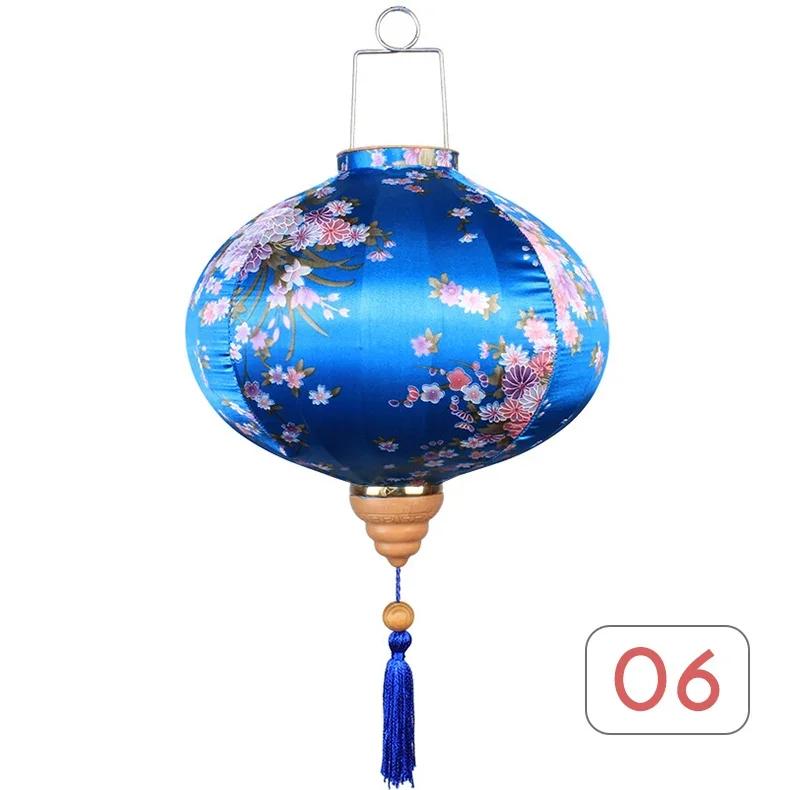 Chinese Style 12/14Inch Retro Floral Printed Silk Lantern Japan Vietnam Traditional Lantern for New Year Wedding Festival Decor