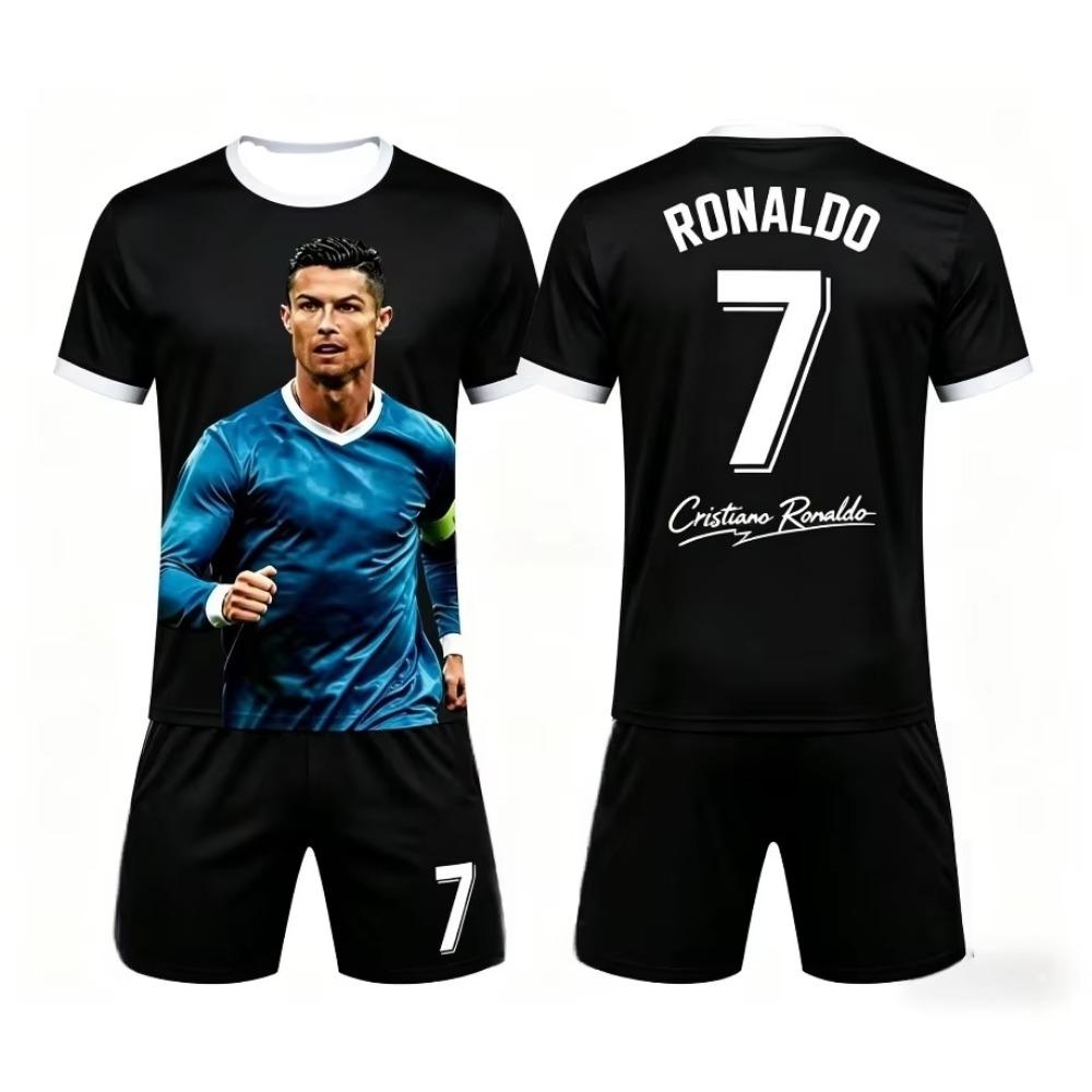 Sommer Neue Mode Ronaldo #7 Fußballtrikot Sport Training Spiel Kurzarm T-Shirt und Shorts Set Locker Familie Kinder T-Shirts