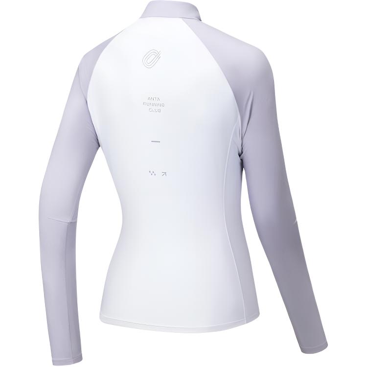 Anta Running Series Sports Casual Stand Collar Simple Comfortable Versatile Color Block Long Sleeve Knit Top Women Tops 162535402-2