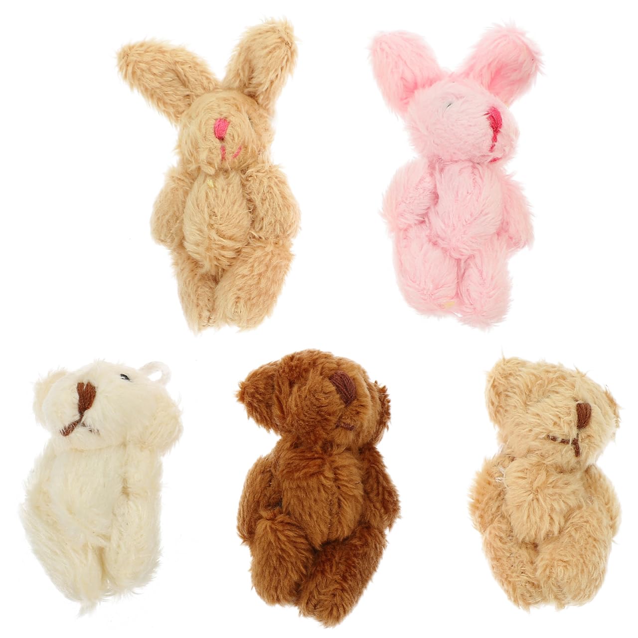 

Homoyoyo Miniature Plush Toys - Bear & Rabbit Set of 5 (4.5cm) - Cute Dollhouse Dolls, Mini Bears, Teddy Bears, Decorative Parts, Handmade Gift