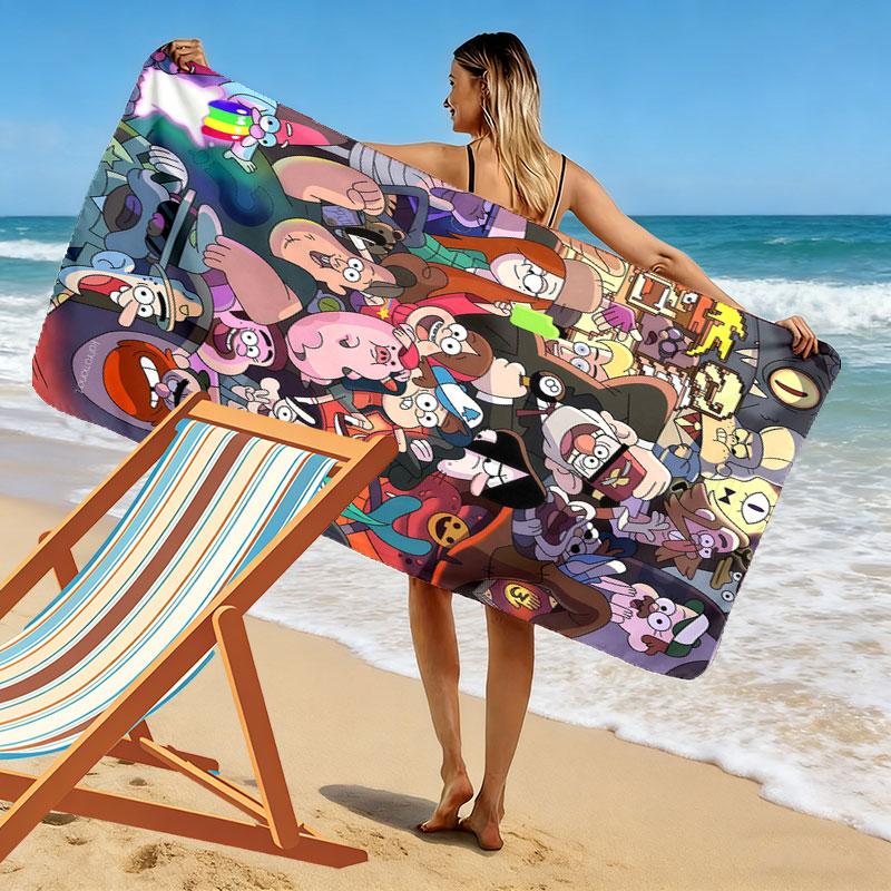 Brave Gravity Falls Print Beach Towel, Large Soft Quick Dry Towel for Beach Camping Swimming