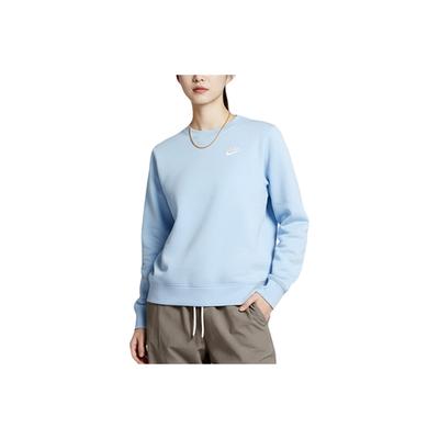 Women's Solid Color Crew Neck Fleece Long Sleeve Sweatshirt In Blue