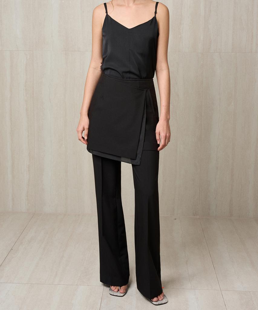 RE RHEE Tailored Skirted Trousers Black
