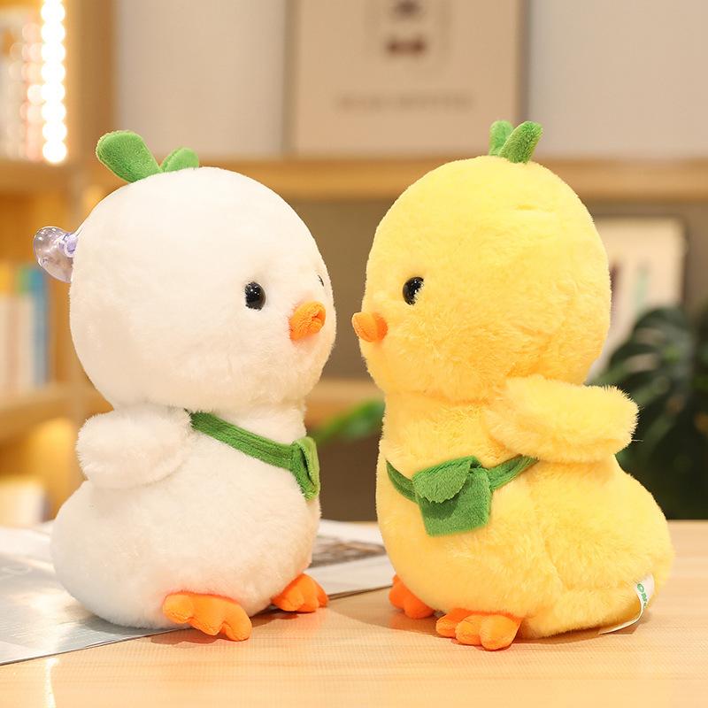 25cm Creative Small Yellow Chicken Stuffed Animal Plush Toy Cute Backpack Chick Plush Doll Boy Girl Birthday Gifts Room Decor