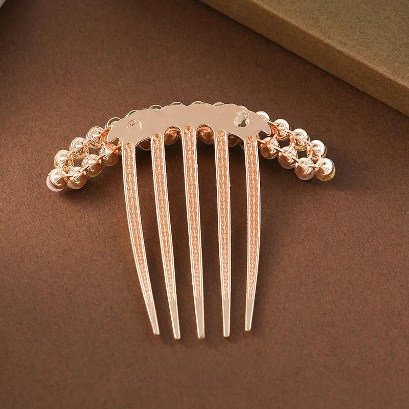 Pearl Water Diamond Metal Pan Hair Insert Comb Ball Head New Year Pan Hair Comb Hairpin Mother's Day Holiday Gift Hair Accessory