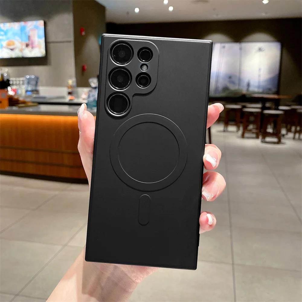 Silicone Liquido Per Custodia Ricarica Wireless Magsafe Per Samsung Galaxy S25 S24 Ultra S23 S22 S21 A55 A15 A35 A05 Cover Antiurto