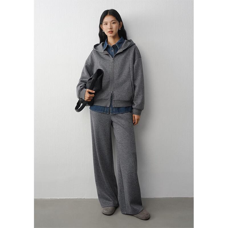 WHIteALLUSION Women s Wool & Tencel Hooded Cardigan & Pants Set S
