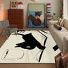 Cute Kawaii Black Cat Door Mat Bath Microfiber Decorative Versatile Flannel Floor Mat Quick Dry Absorbent Non-slip Sole
