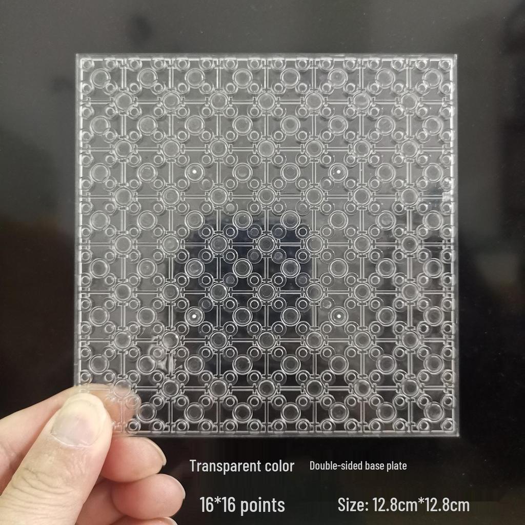 Double-Sided 16x16 Transparent Stud Baseplate for MOC Building Block Scene