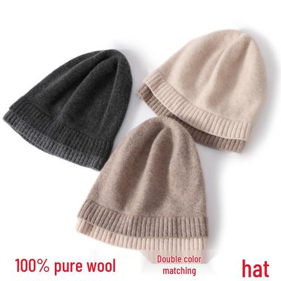 Women's Wool Beanie - Thickened, Trendy, Casual, Warm Ear Protection, Korean Style for Autumn and Winter.