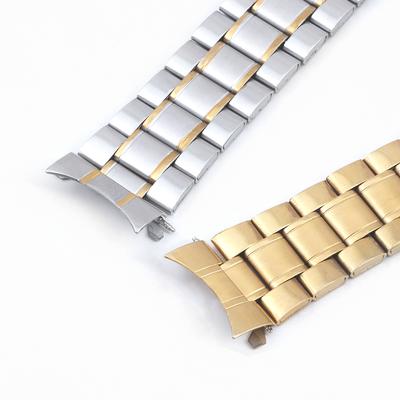 20mm 22mm Steel Watch Strap Curved End Watch Band Strap Stainless Watch Metal Strap Replacement for Rolex Men Watch Bracelet