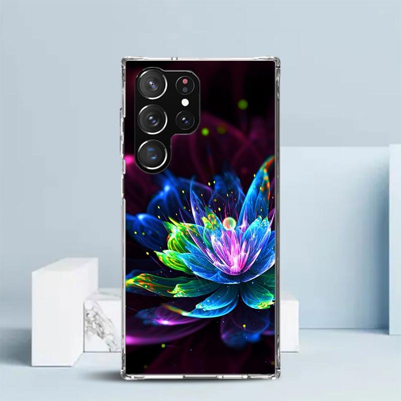 

Lotus Blue White Flowers Phone Case For Samsung Galaxy S24 S25 Edge S26 Ultra S22 S23 Plus S21 + S20 FE Soft TPU Back Cover Gala Samsung S22 Ultra