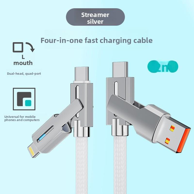 100w Fast Charging Multi Cable For Apple Huawei Xiaomi With Lightning And Typec Connectors