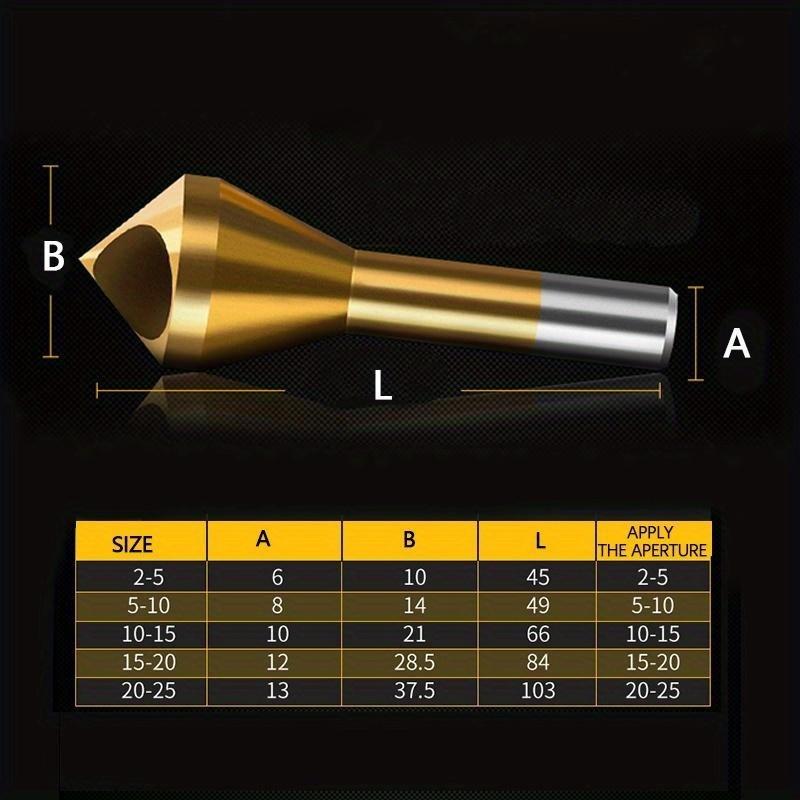 4Pcs Metal Drill Bit HSS Titanium Coated Countersink and Deburring Tool Set