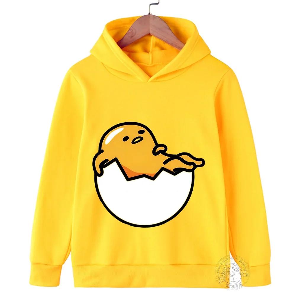 

Осінньо-зимові мультяшні худі з принтом персонажа Гудетама, повсякденні теплі спортивні з довгим рукавом, дитячі, для хлопчиків і дівчаток, дитячі унісекс толстовки з капюшоном 160