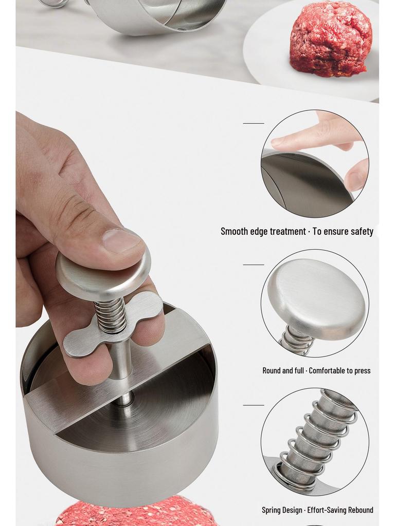 Stainless Steel Hamburger Patty Press-Type Mold Manual Kitchen Tool