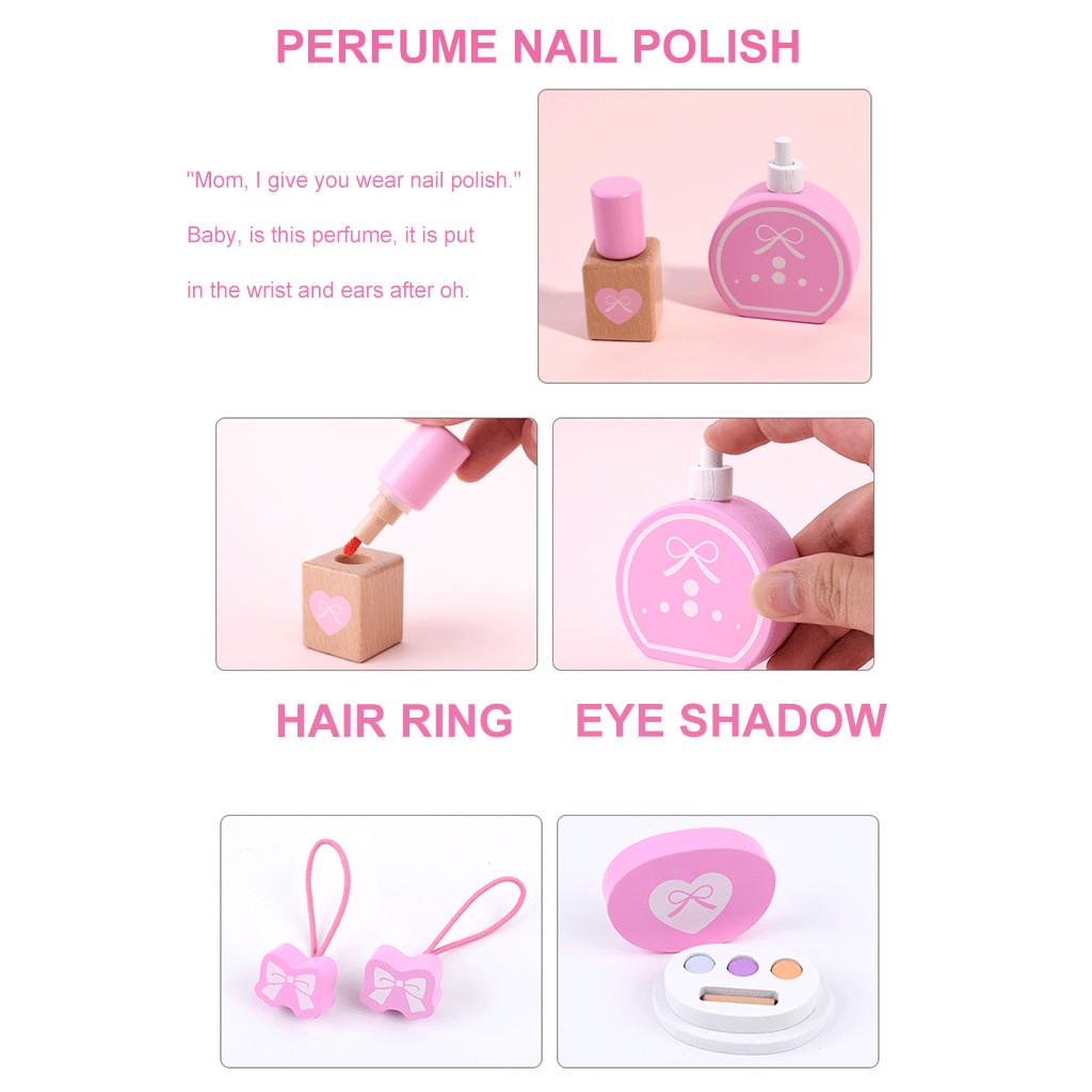 Children's Wooden Simulation Girl Princess Makeup Cosmetic Bag  Set Toy