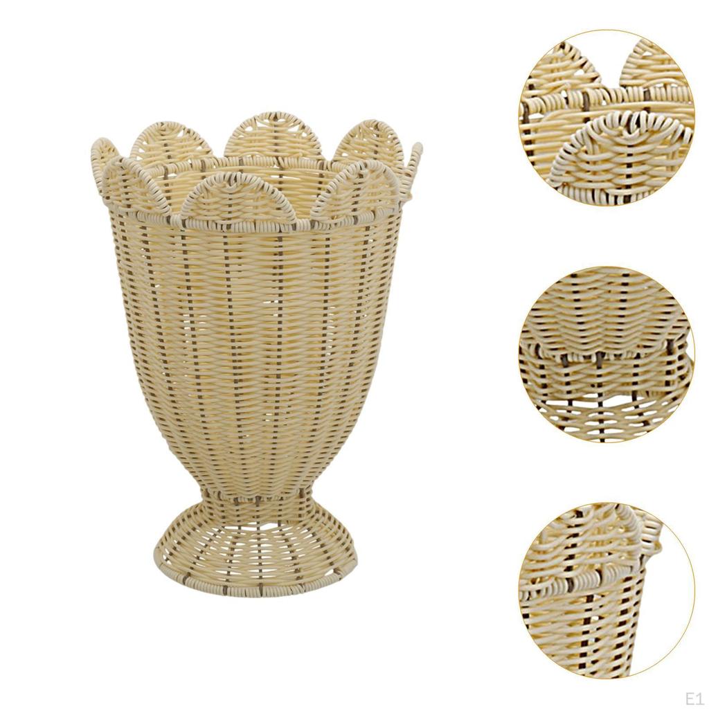 Woven Flower Pot, Floral Container, Multifunctional Tabletop Ornament, Decorative Basket for Home