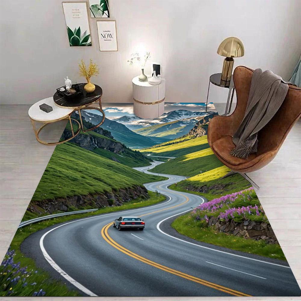 Cartoon Mountain Peak Rug Non-Slip Washable Floor Mat for Living Room Kitchen Sofa Balcony Home Decor Carpet