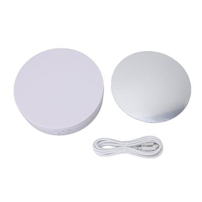 Motorizovaný otočný výstavní stojan Bílý USB nabíjení Kulatý 3 rychlosti Nastavitelný úhel Nastavitelný Nízký