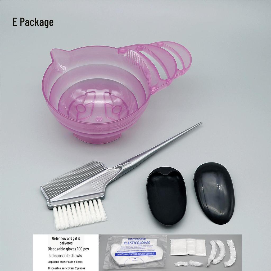 Kit de coloration capillaire: Châle, Bol de teinture, Peigne, Brosse douce, Cache-oreilles, Articles professionnels pour cheveux.