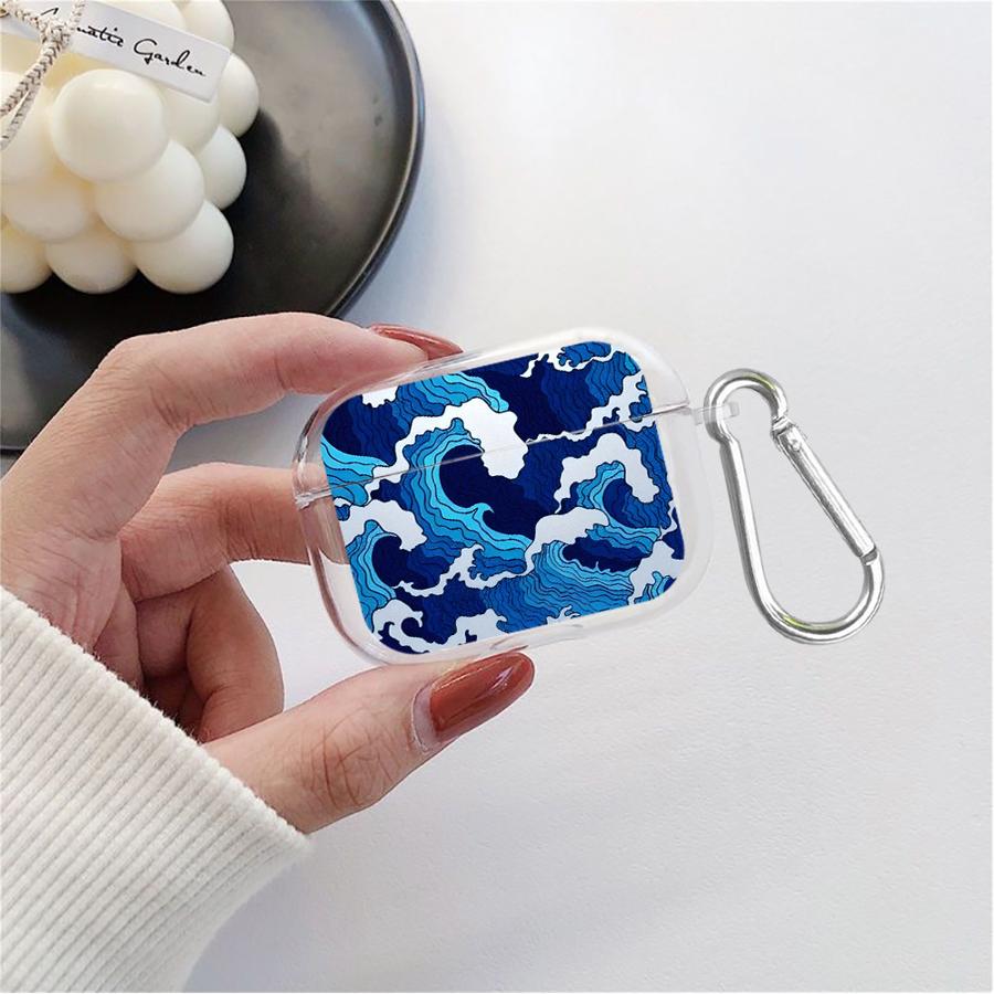 

Cartoon Ocean Tsunami Case For Airpods 4 Pro3 2 1 Pro2 3 Pro Clear Earphone Cases Cover Airpods 1