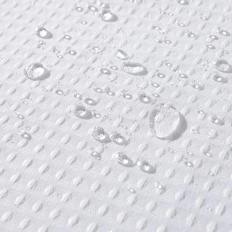180g Double Waffle Tulle Large Ring Shower Curtain Waterproof Fabric with Removable Buttons Bathroom Accessories