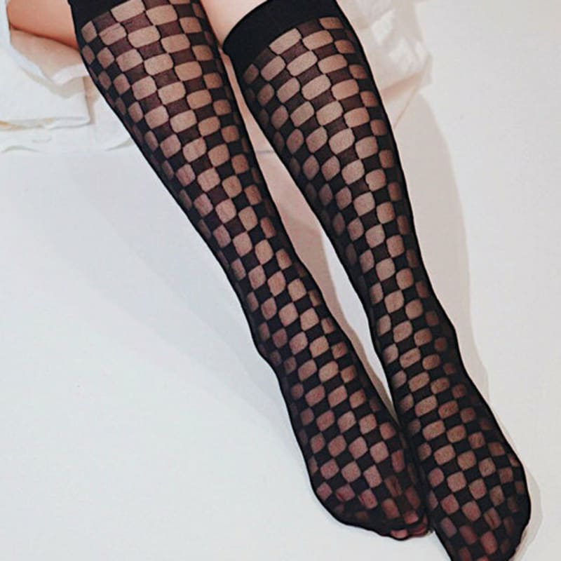 RNOT Checkerboard Pattern See-through Socks (5color)