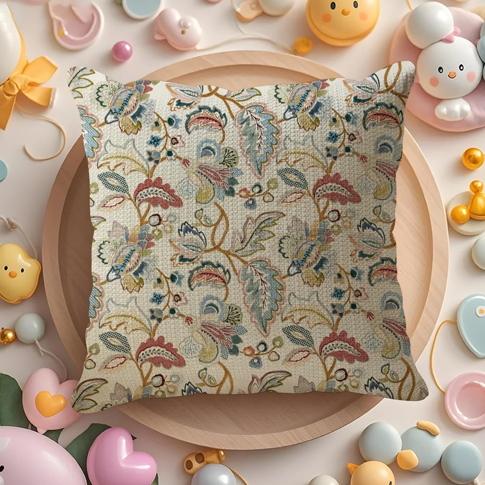 Retro Aristocratic Flower Pattern Cushion Cover DoubleSided Printed Organic Linen Pillow Cover Decorative for Sofa Home