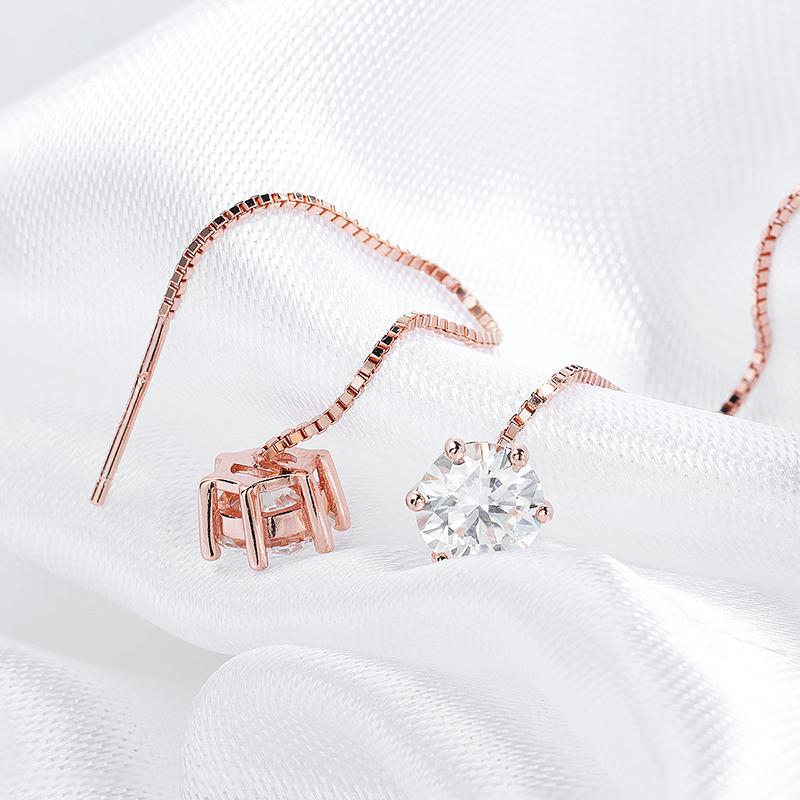 Smyoue 5/6.5mm Tassel Moissanite Drop Earrings Lab Diamond Sparkling Women Wedding Jewelry Pure 925 Silver Plated 18K Earring