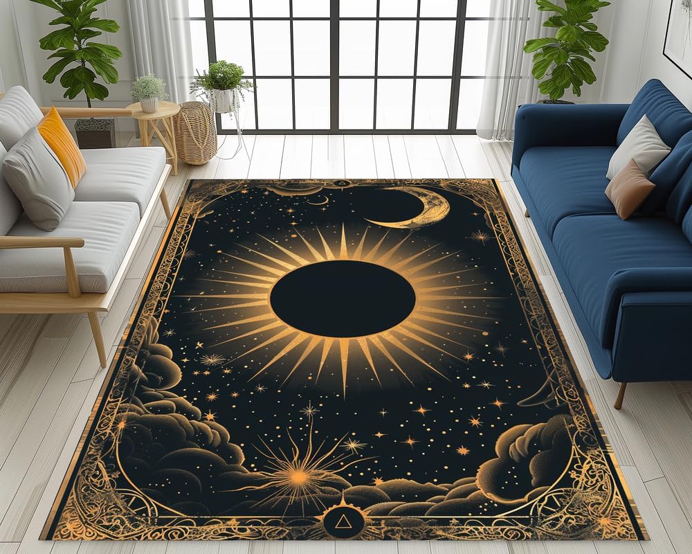 

Moon Series Area Rug, Yellow and Gray Moon Area Rug Flannel Skin-Friendly Fashion Rug Ideal for Boys and Girls playroom, Bedroom 40x60cm