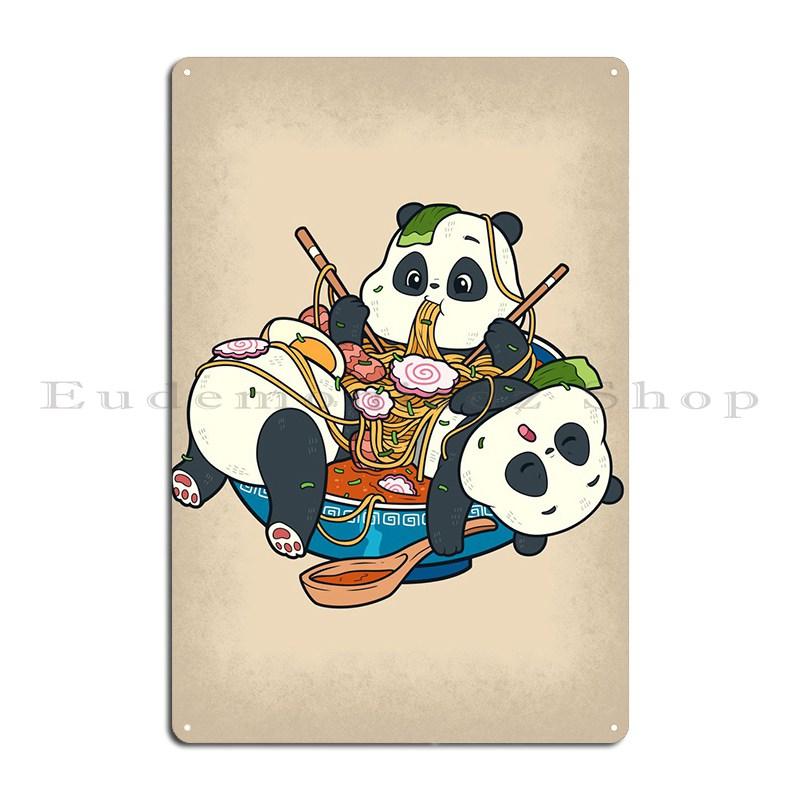 Ramen Pandas Metal Sign Decoration Wall Mural Kitchen Party Custom Tin Sign Poster