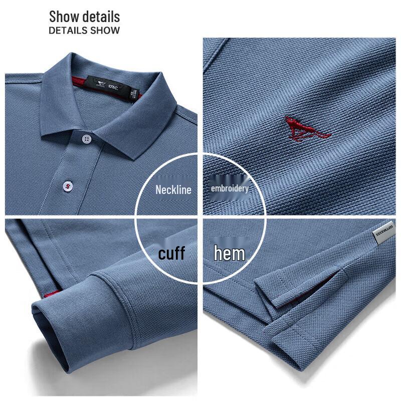 SEPTWOLVES Men's Long-Sleeve Cotton Polo Shirt