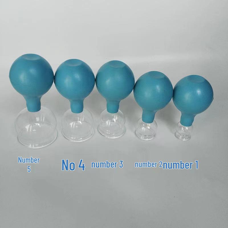 Five-Piece Blue Rubber Cupping Set - Glass Jars for Body Moisture Absorption