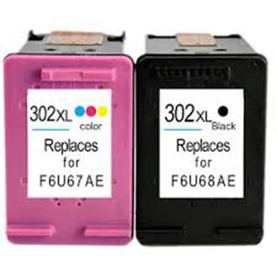 Pack of 2 Cartridges 302 XL Black & Color for HP Officejet 3830 3832 4650 + a Highlighter FULL OF INK