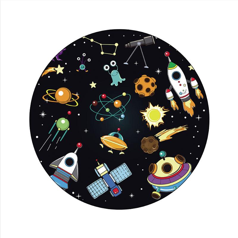 Home Decor Grey Modern Floor Mats Bubble Kiss Colorful Cartoon Space Planet Pattern Round Kids Rug Carpet
