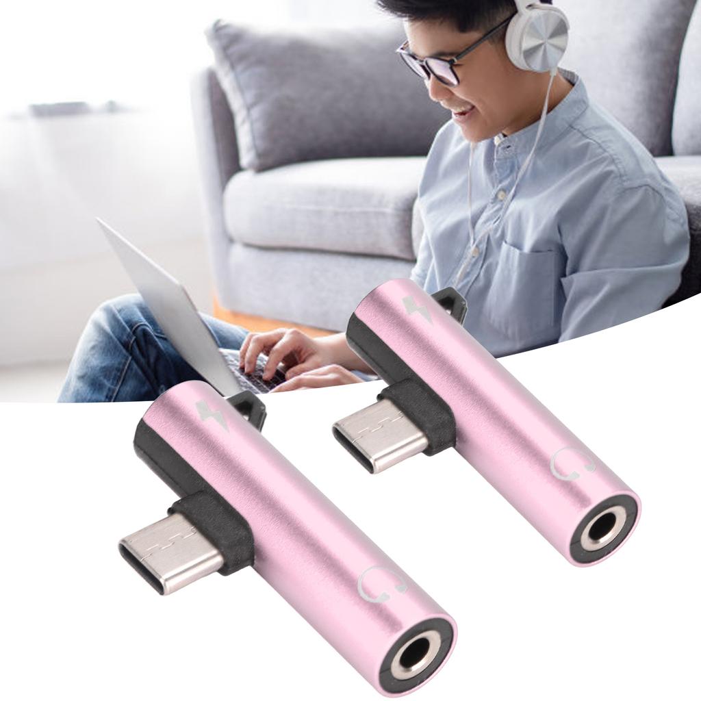2PCS USB C to 3.5mm Adapter 2 in 1 Charging USB C to ABS USB C to for Phone Tablet