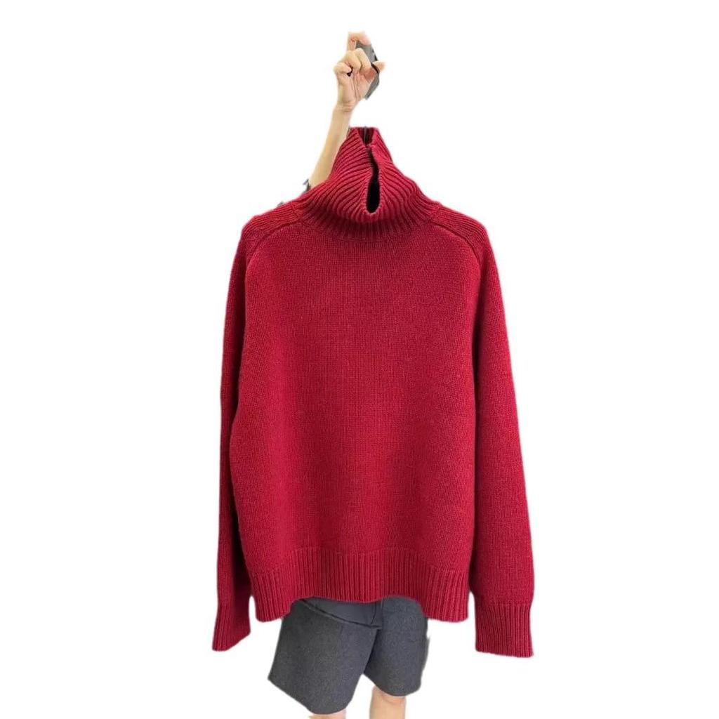 Elegant Korean Gray Turtleneck Knit Sweater for Women - 2024 Autumn/Winter Collection