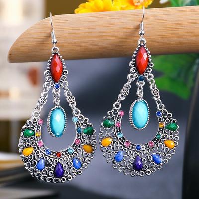Ethnic Boho Women Drop Dangle Earrings Hollow Bead Crystal Antique Bohemian Wedding Earring