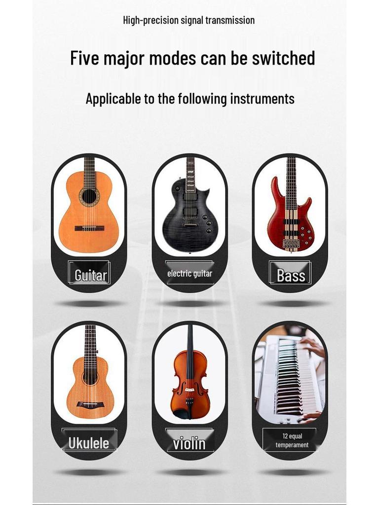 Multifunctional Electronic Tuner for Guitar, Violin, and Ukulele with Twelve Equal Temperament