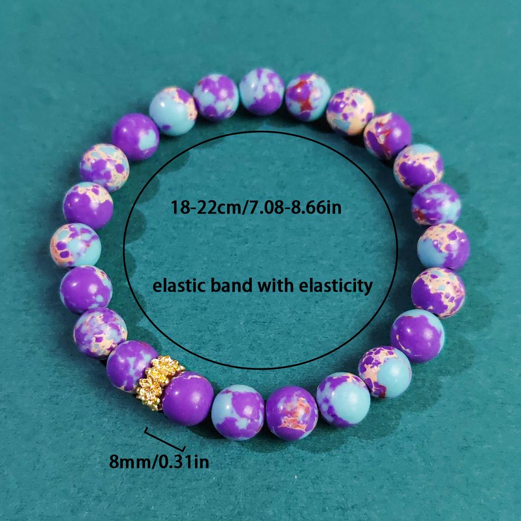 This 8mm purple imperial stone natural stone hand-woven bracelet is suitable for both men and women and is a perfect choice for everyday wear.