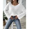 Women's Pullover Sweater Top Simple Loose Off-Shoulder Bell Sleeve Sweater