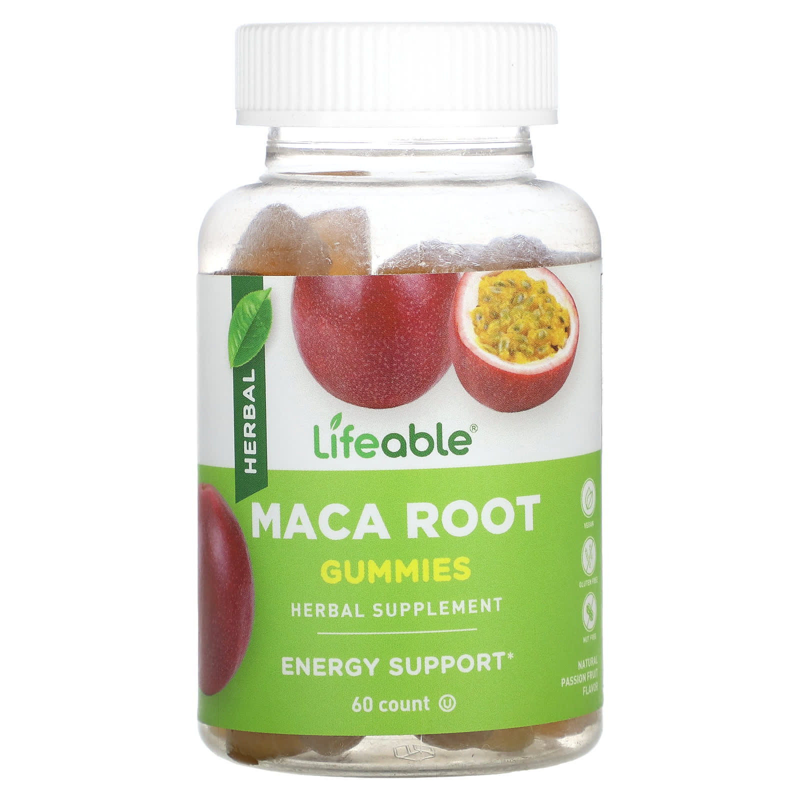 

Maca Root Gummies, Natural Passion Fruit, 60 Gummies (25Mg per Gummi)
