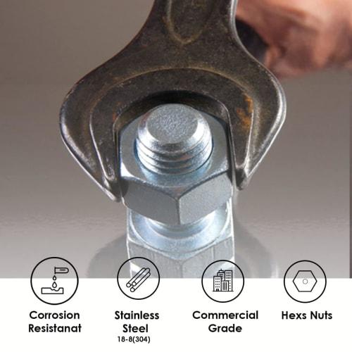 1/4"-20 Nylon Insert Lock Nuts (100 Pieces) Stainless Steel Finish Hex Lock Nuts, 304 (18-8) Stainless Steel Plain Finish, Corrosion-Resistant Commerc