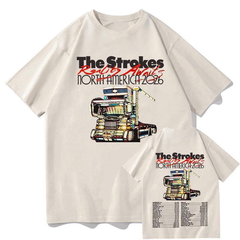 The Strokes Reality Awaits Merch Pure Cotton TShirt Simple Letter Print Tshirt Unisex Unisex Fashion Casual Short Sleeve O Neck Top